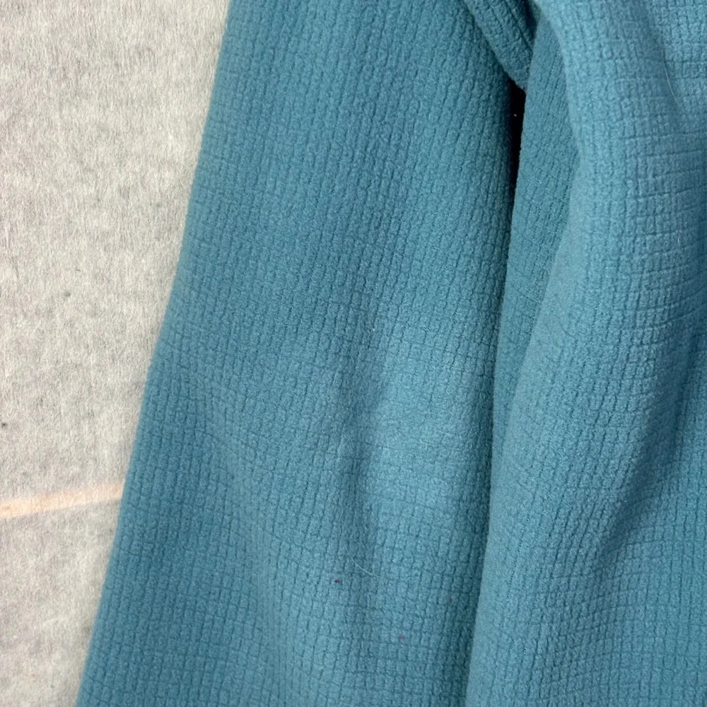 The North Face Pullover‎ Medium Teal Blue Waffle Knit Grid Fleece 1/4 Zip Mens